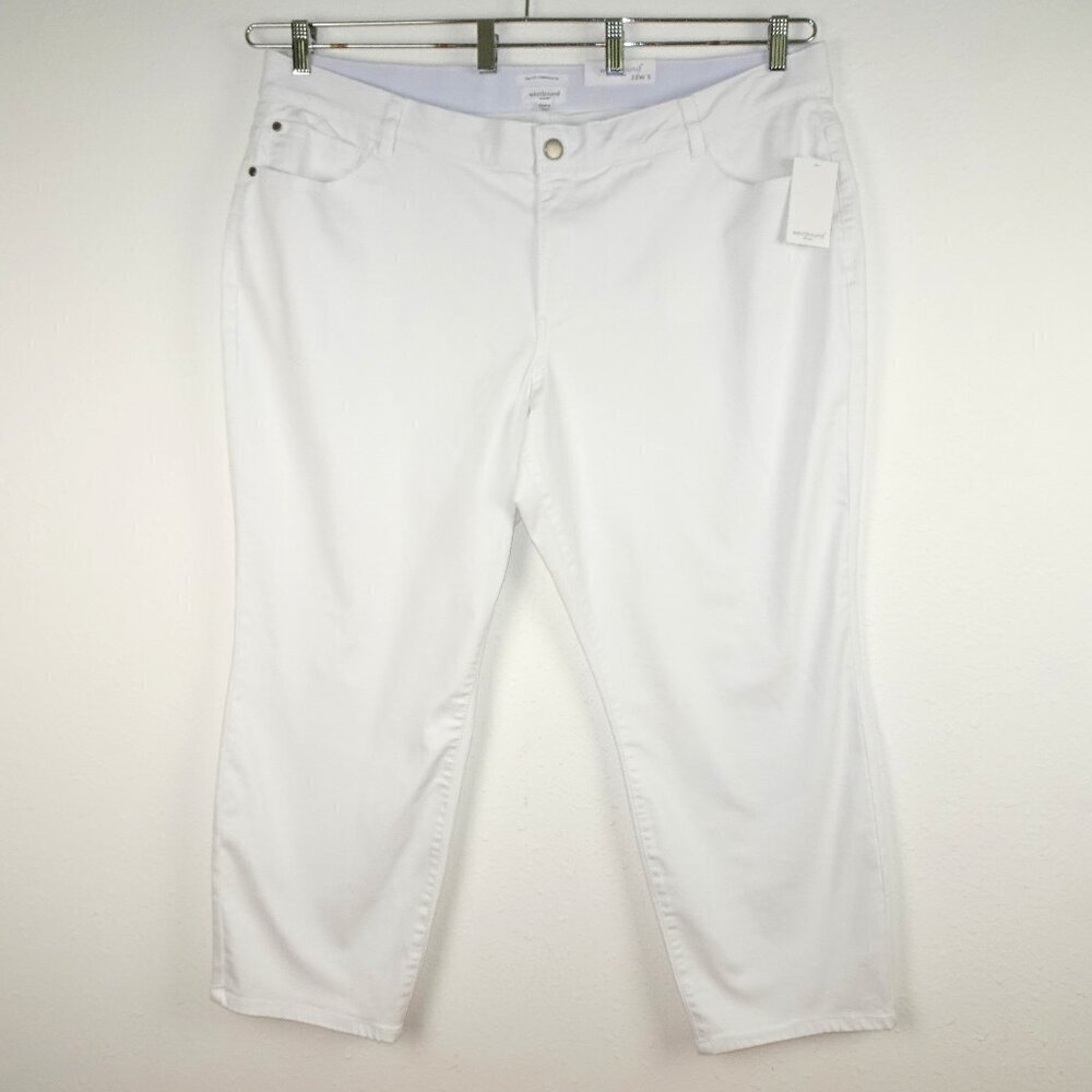 Westbound Woman Straight Leg Jeans Women's Plus Size 22W Short White Stretch